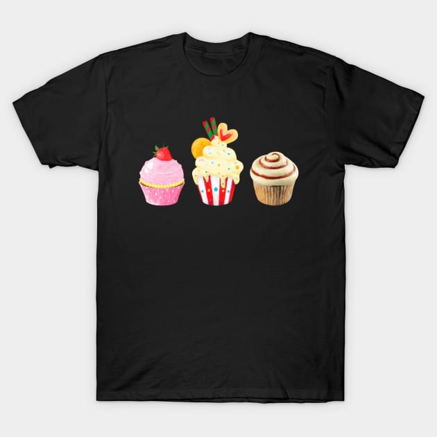 Watercolor Cupcakes T-Shirt by Whimsical Frank